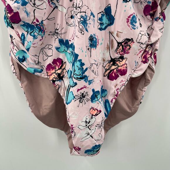 THE BIKINI LAB Swimsuit Size Large Reversible One Piece Floral Solid Beach NWT - Picture 9 of 16